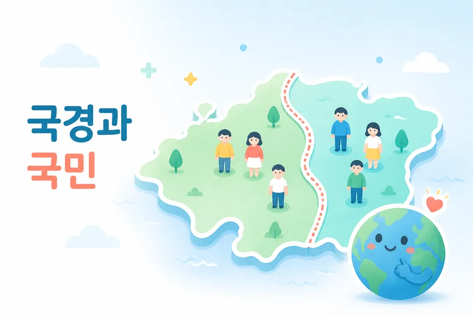 국경 기준과 국민 기준의 차이를 비교하는 경제 설명 이미지입니다