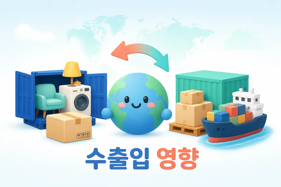 수출기업과 수입기업이 환율 변동을 다르게 체감하는 상황을 보여주는 이미지입니다.