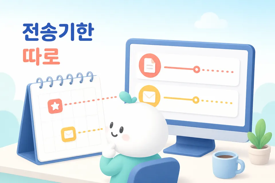 달력과 화면을 보며 발급기한과 전송기한을 함께 확인하는 장면입니다.