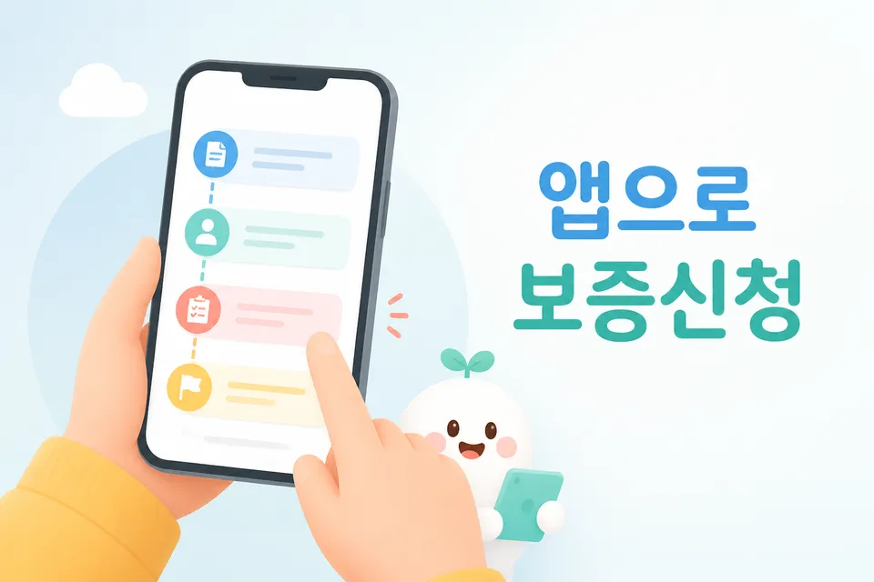 전용 앱과 교육 이수 확인을 함께 떠올리게 하는 신청 안내 이미지입니다.